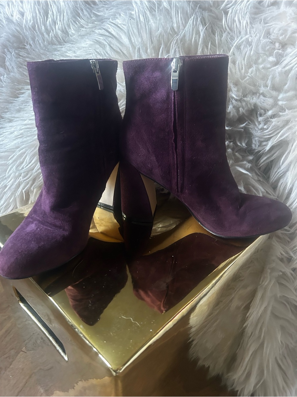 Nine West Deep Plum Suede Ankle Booties